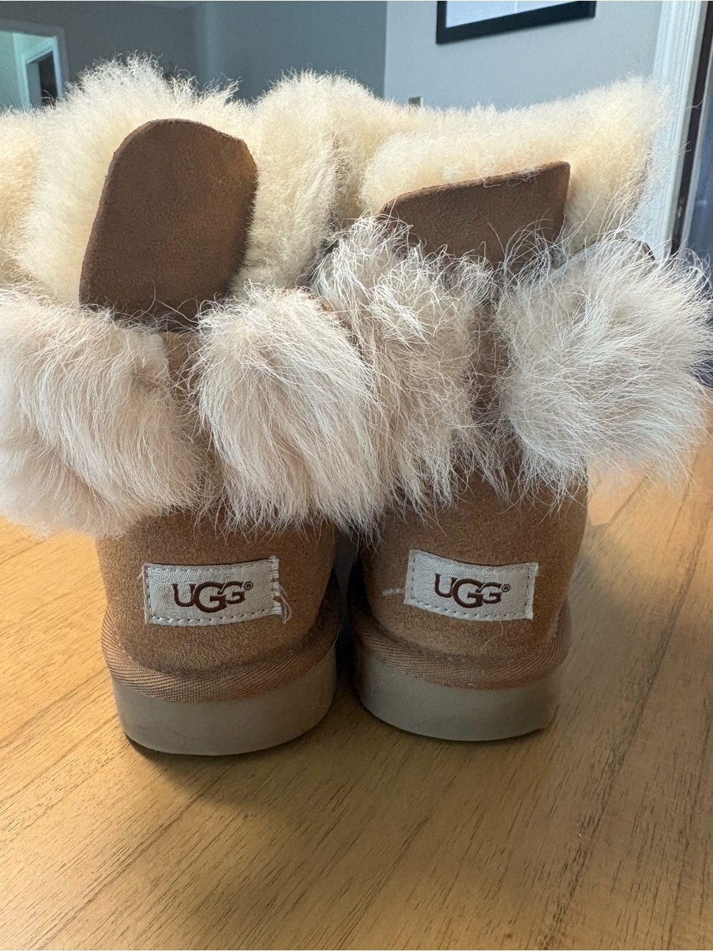 UGG Kids Chestnut Suede Boots with Plush Shearling Cuff